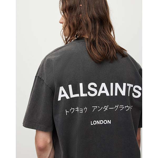 Allsaints Australia Mens Underground Oversized Crew T-Shirt Black AU34-621